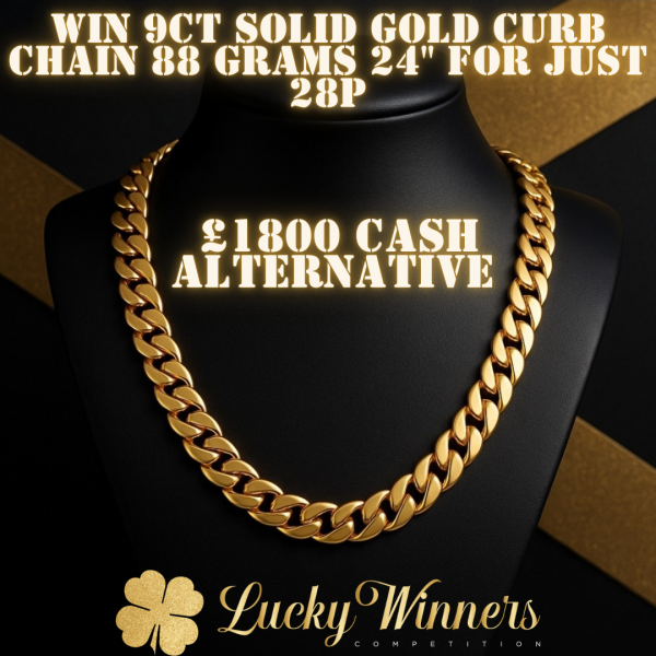 WIN 9CT SOLID GOLD CURB CHAIN 88 GRAMS 24